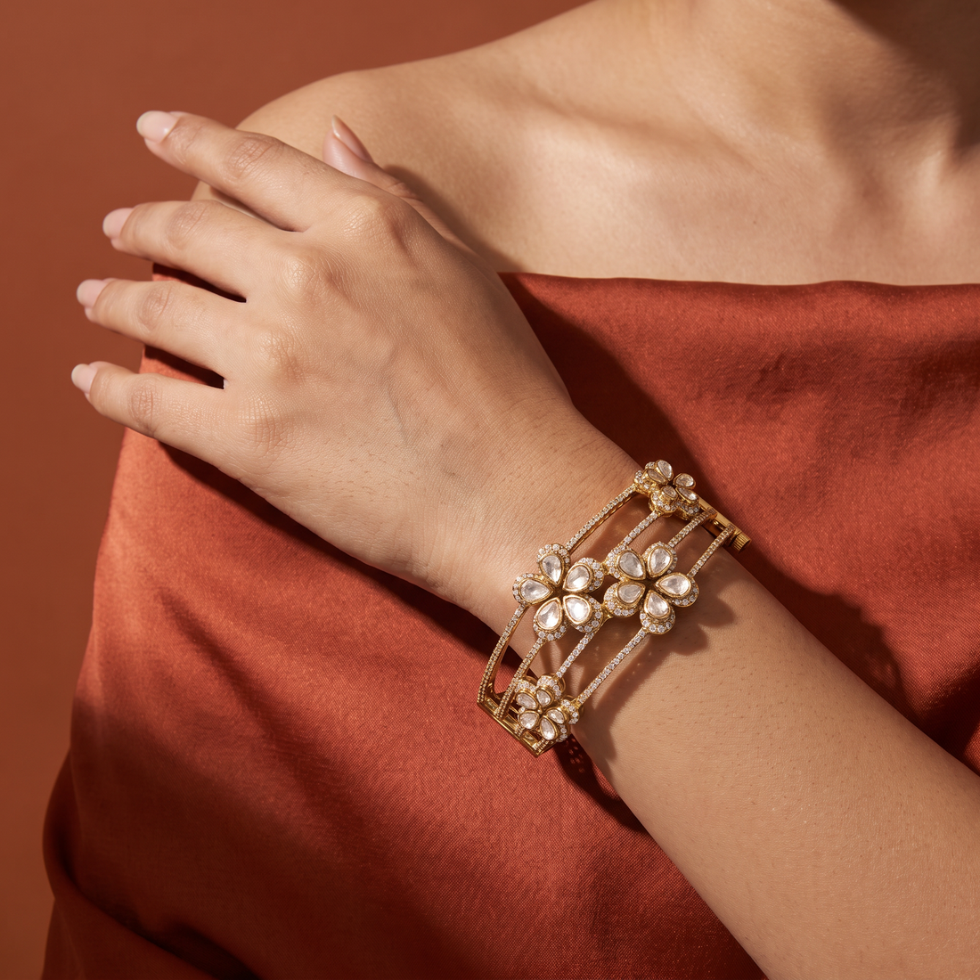 Floral Lattice Cuff Bracelet