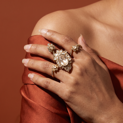 Luminous Floral Statement Ring Set