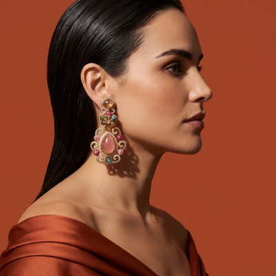 Scrollwork Teardrop Drop Earrings