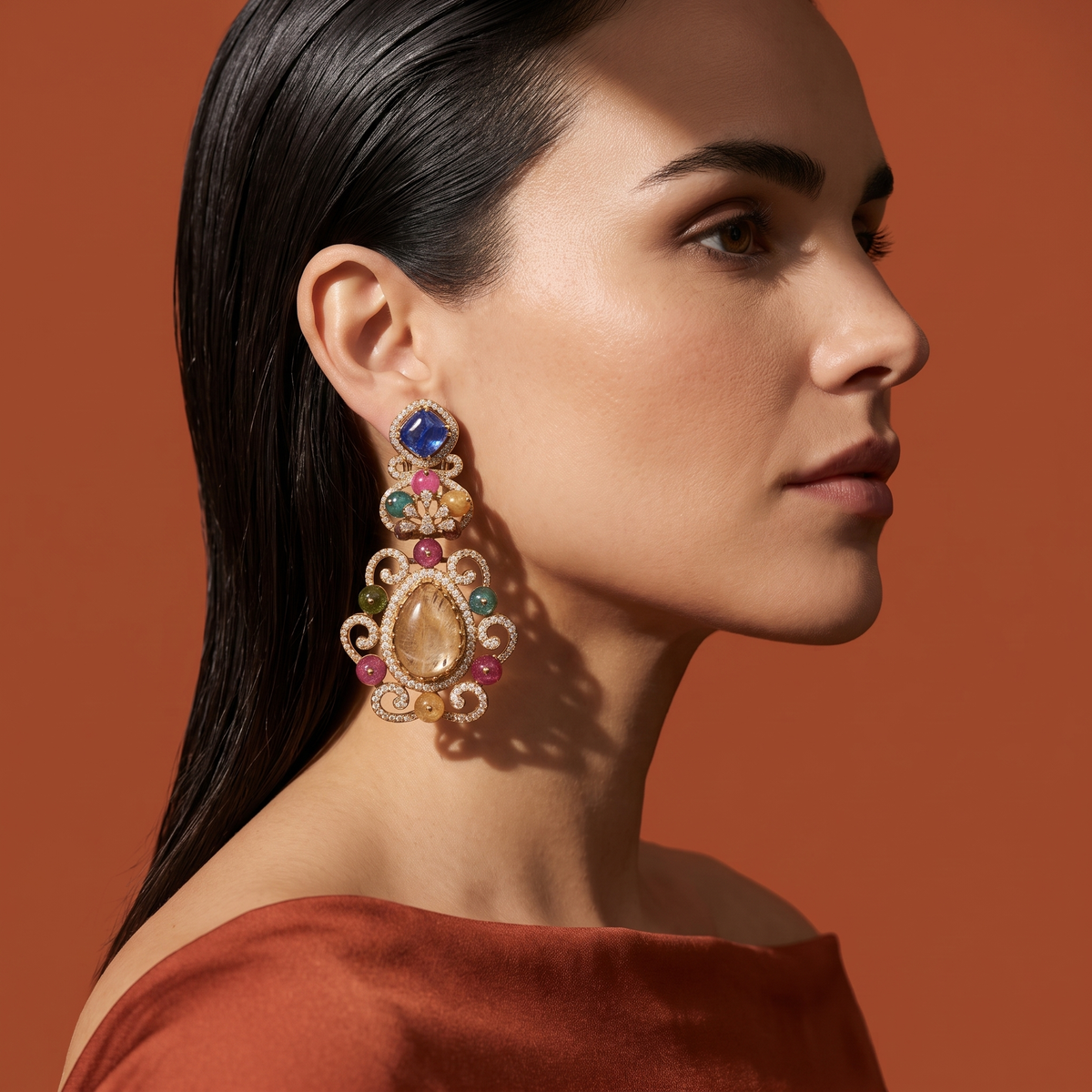 Paisley Drop Chandelier Earrings