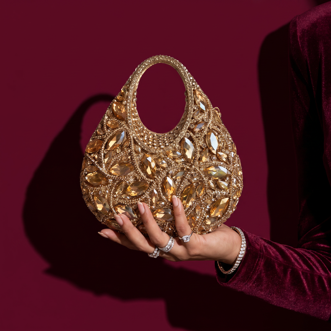 Tesoro Gold Crystal Bag