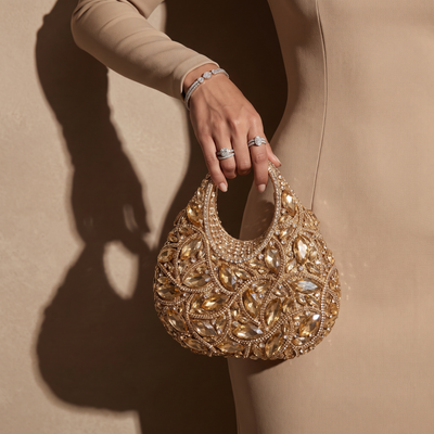 Tesoro Gold Crystal Bag