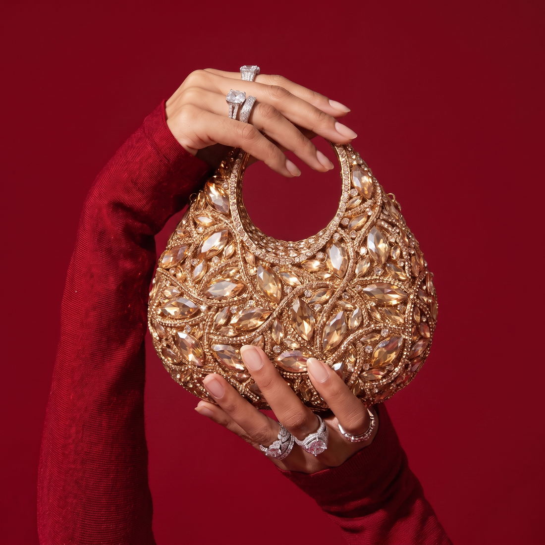 Tesoro Gold Crystal Bag