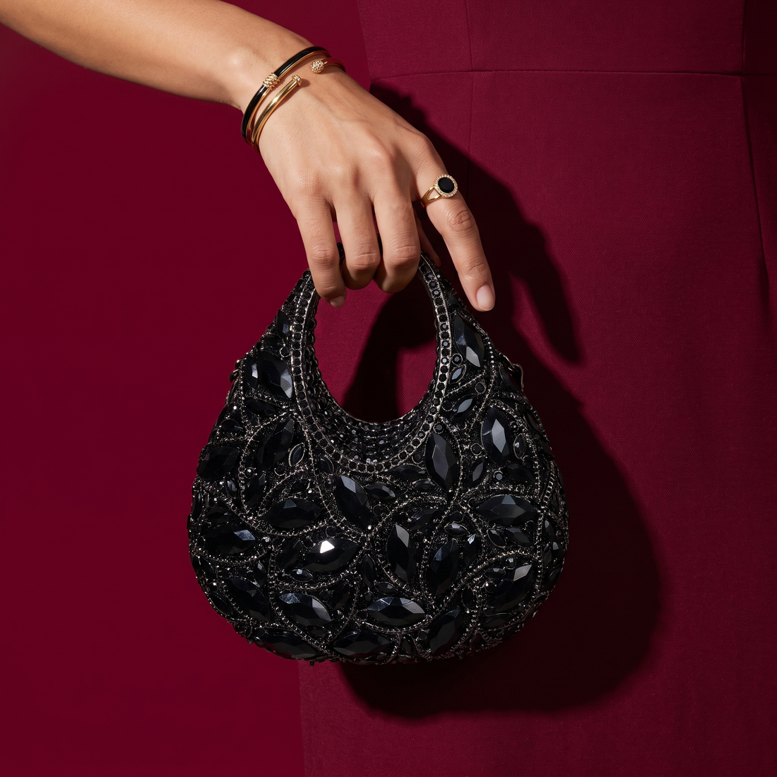 Tesoro Black Crystal Bag