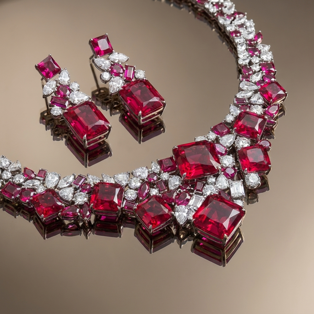 Zendaya Ruby Statement Necklace and Earrings