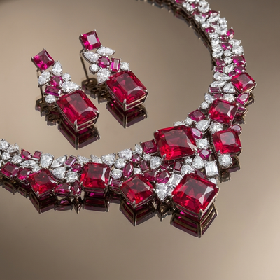 Zendaya Ruby Statement Necklace and Earrings