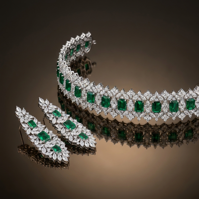 Emerald Constellation Choker & Drop Earrings Set