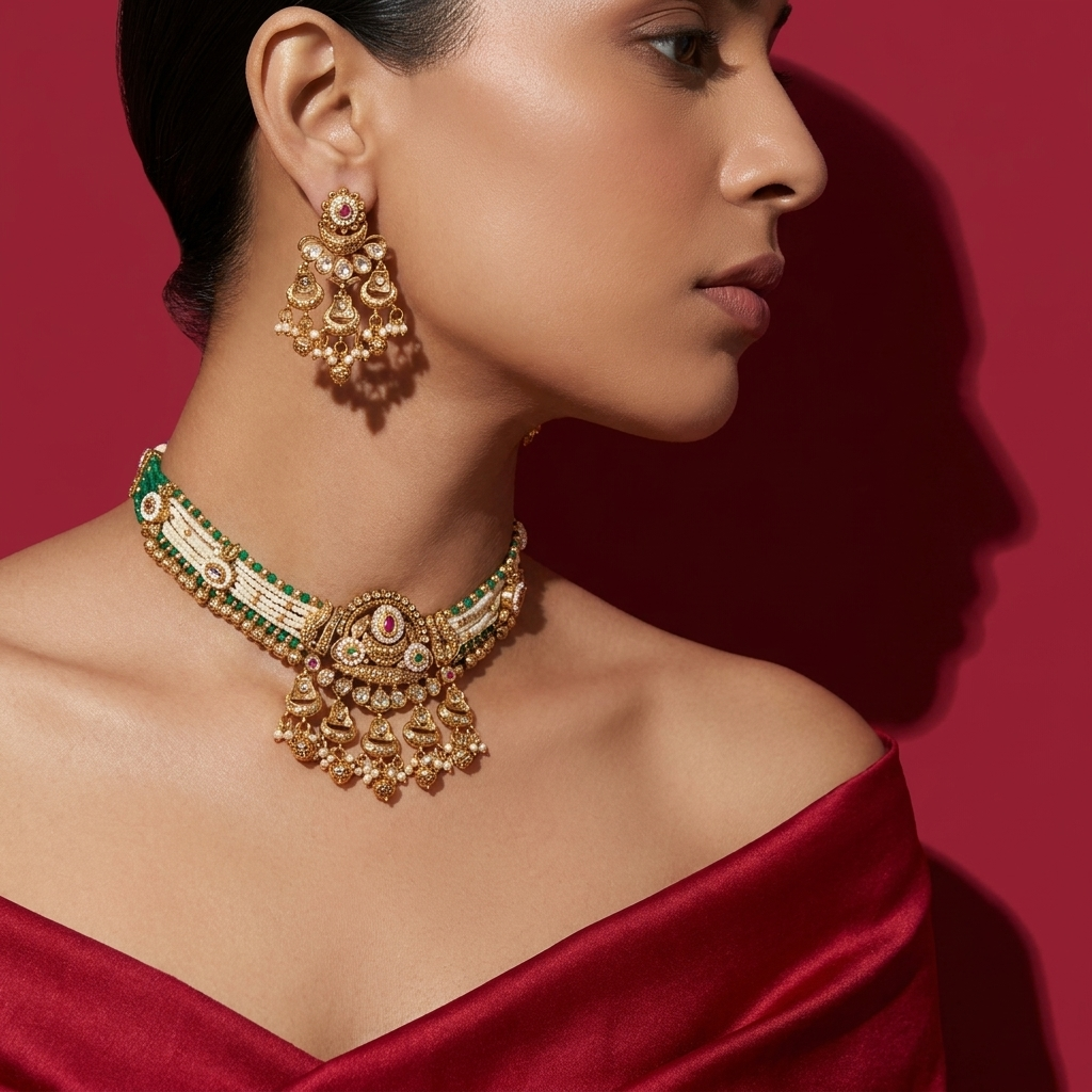 Ruhvani Chandelier Necklace & Earring Set