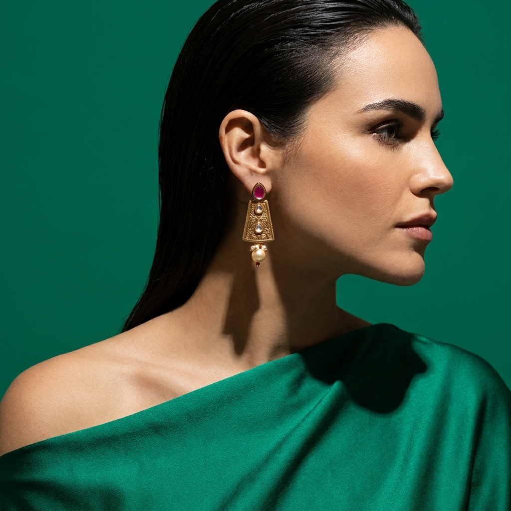 Svarnam Teardrop Chandelier Earrings