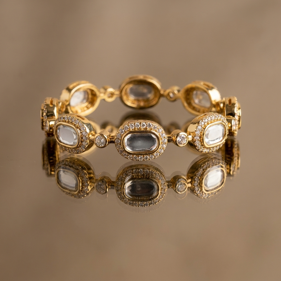 Oval Stone Link Bangle