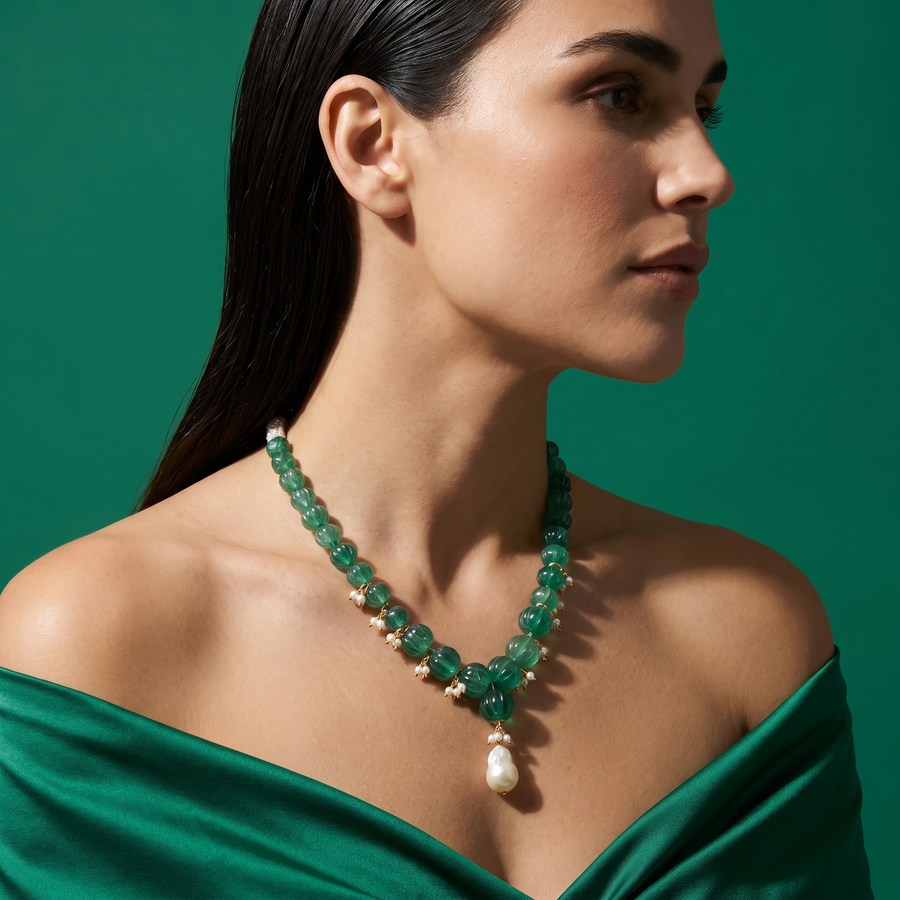 Shimoya Emerald Bead Necklace