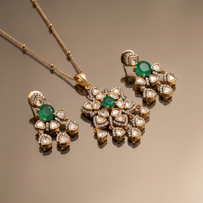 Nirvana Ruby Polki Pendant Set