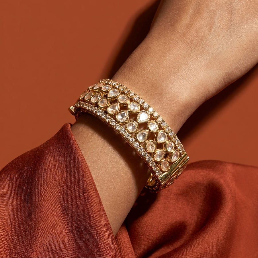 Mishri Polki Cuff Bracelet