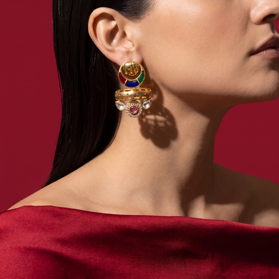 Elephant Motif Statement Earrings