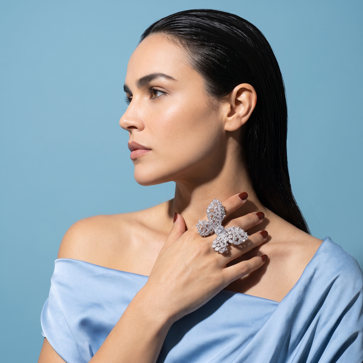 Butterfly Cluster Clear CZ Ring