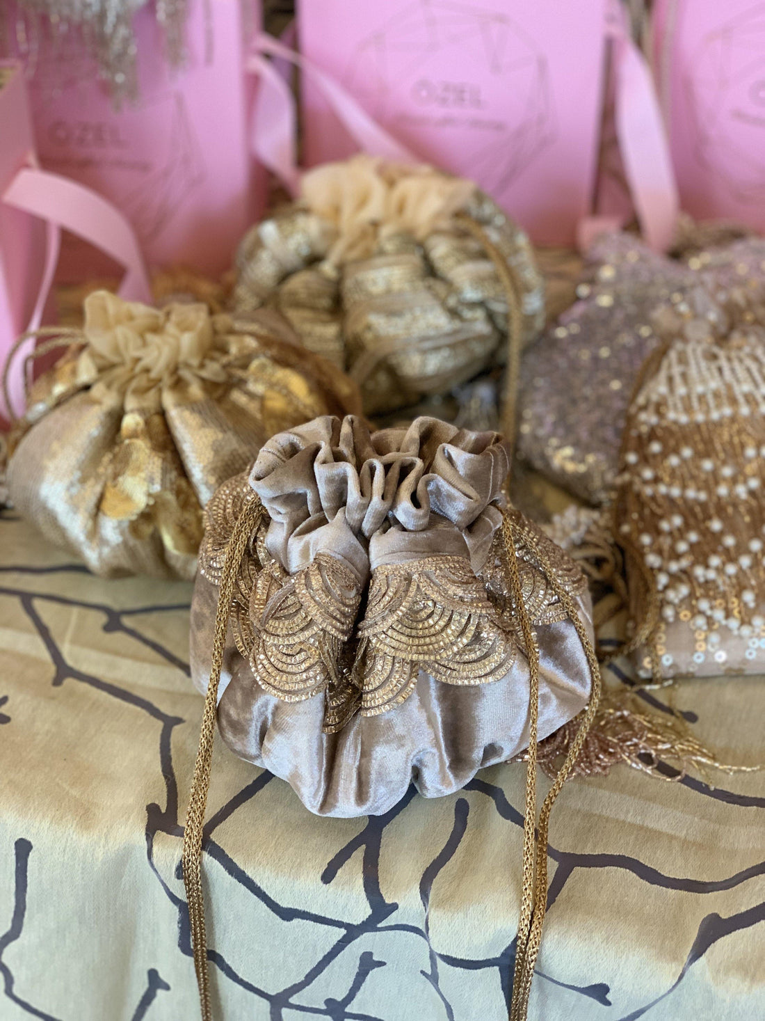 Gold Scallop Potli Bag - Ozel