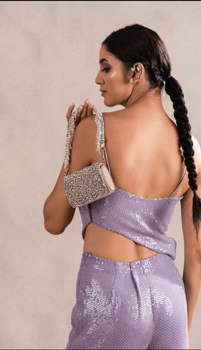 Rhinestones mini flap bag with handle - Ozel