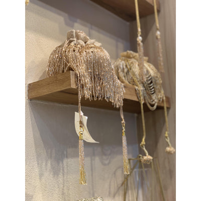 Cleopatra Rose Gold Tassels Potli Bag - Ozel