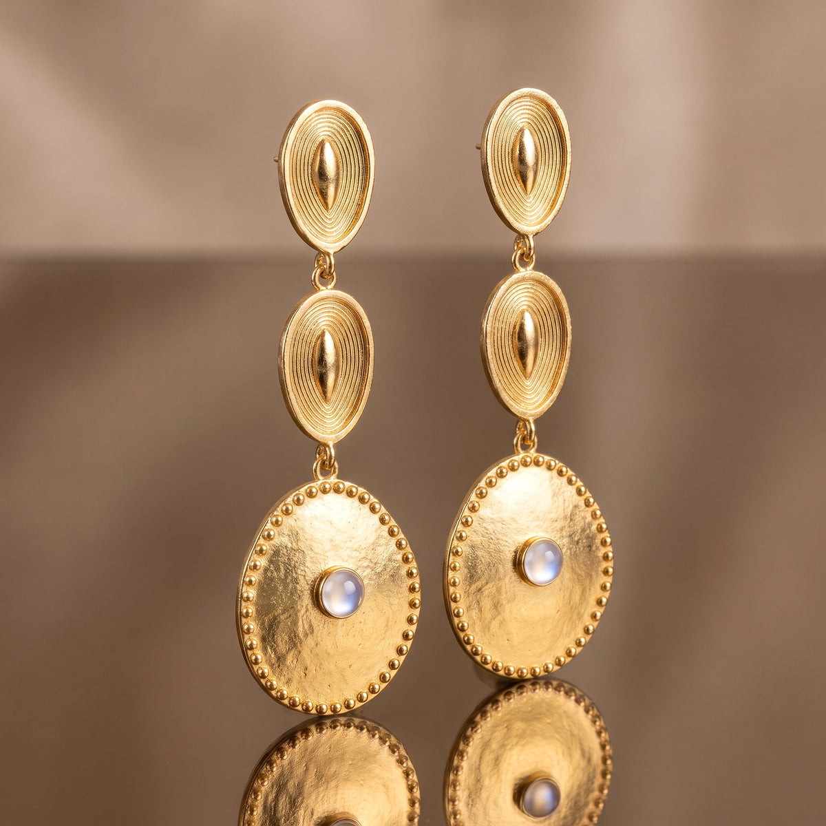 Ridged Gold Triple Disc Drops 2