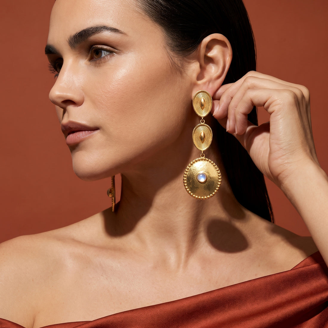 Ridged Gold Triple Disc Drops 3