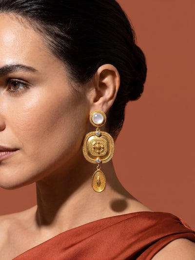 Ivory Cabochon Rope-Work Tier Drops 1