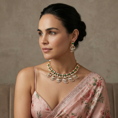 Vanshika Emerald Kundan Haar Set – heirloom emerald kundan set by Ozel
