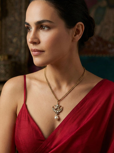 Nyra – celestine charm pendant chain by Ozel