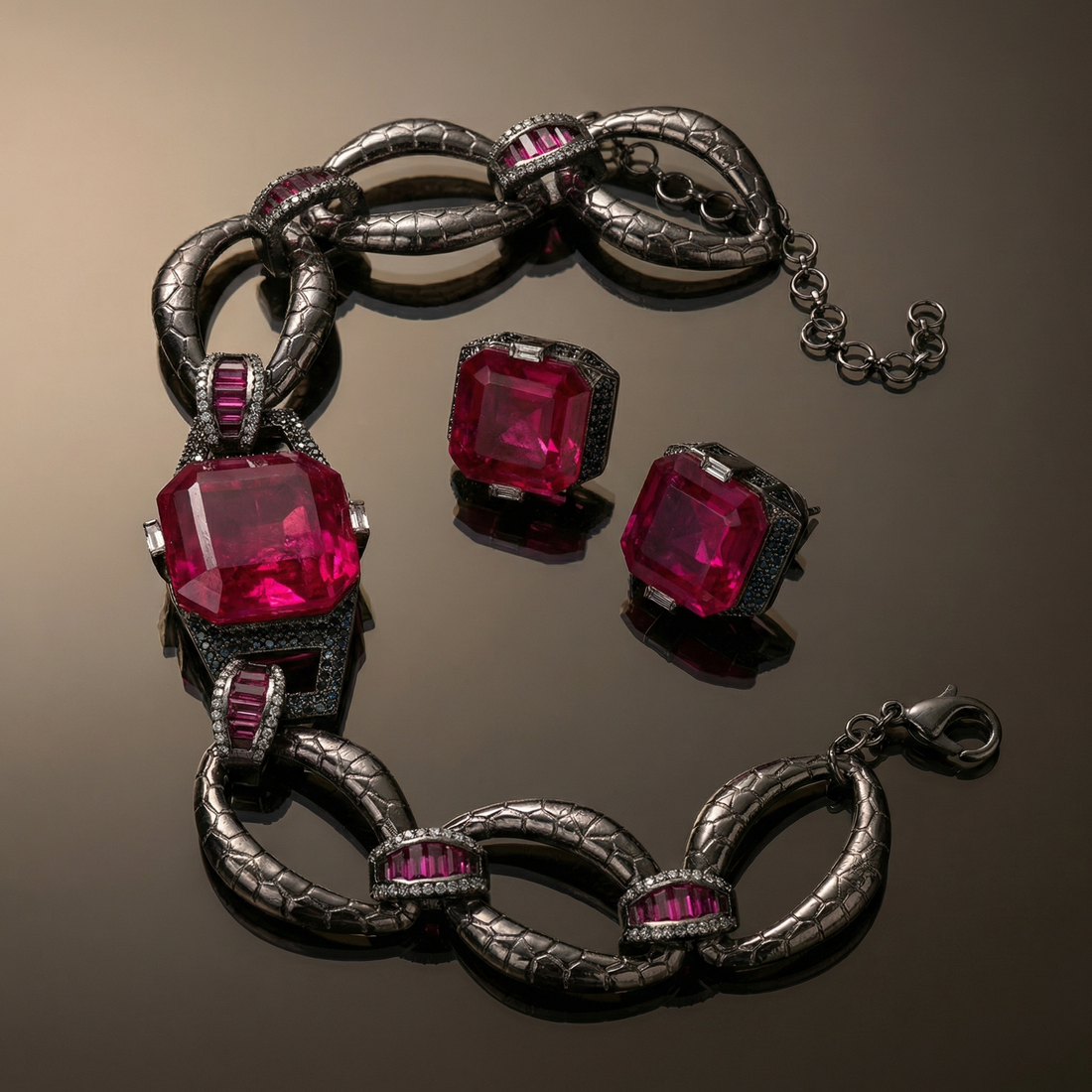 Kaelith – rouge link necklace set by Ozel