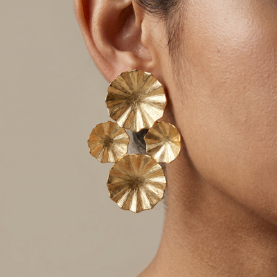 Radiant Sunburst Drop Earrings (Gold Tone)