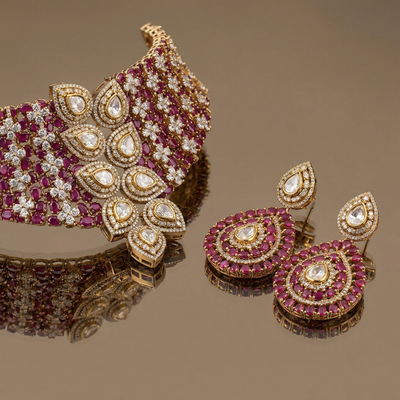 Ruby Lattice Luxe Choker Set