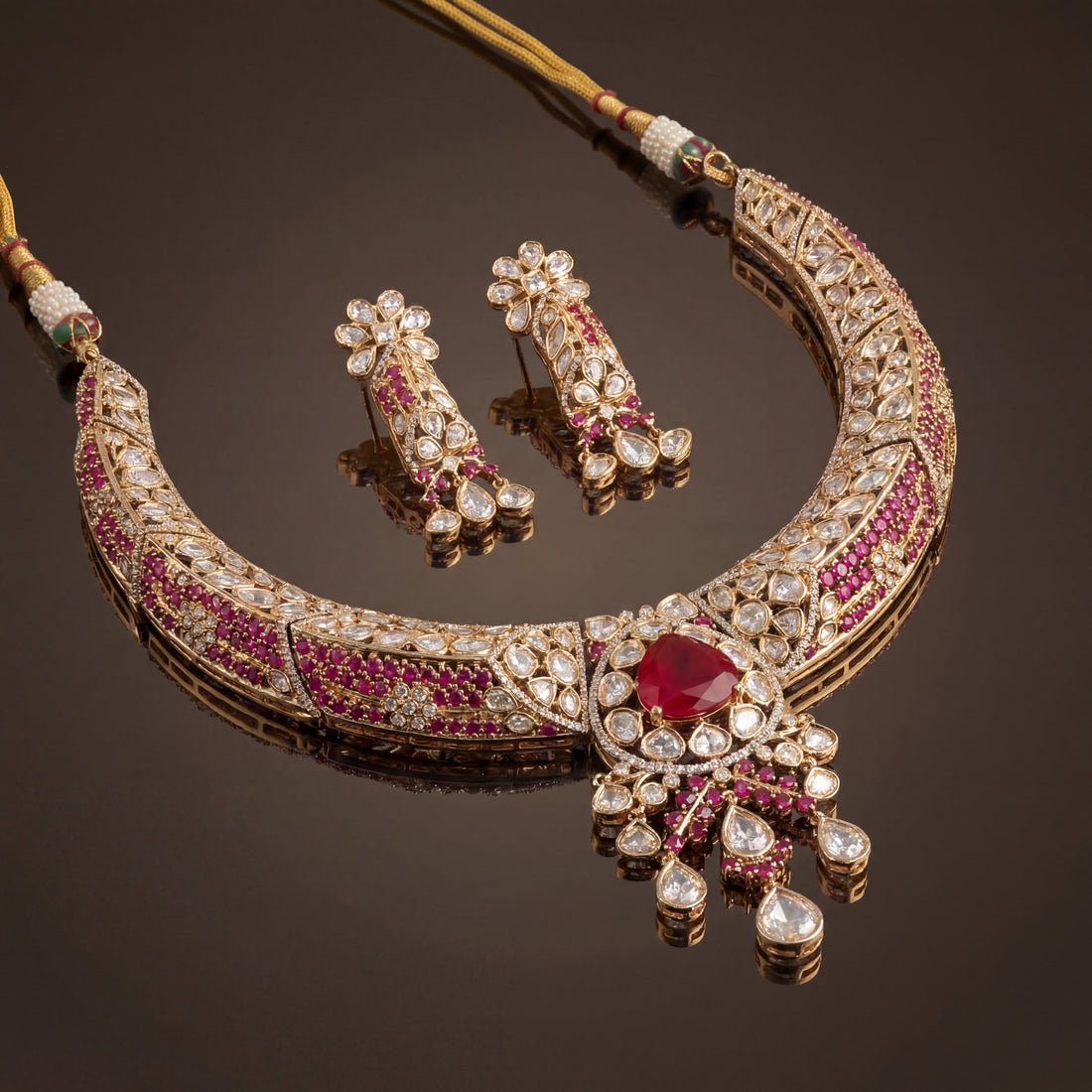 Shanaya Ruby Necklace Set – artisan Indian jewelry by Ozel