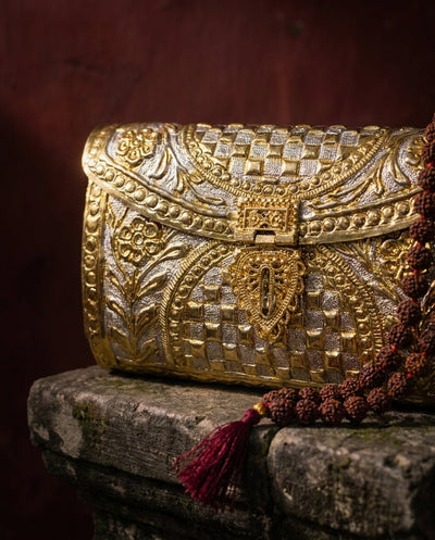 Gold Silver Mosaic Clutch Bag